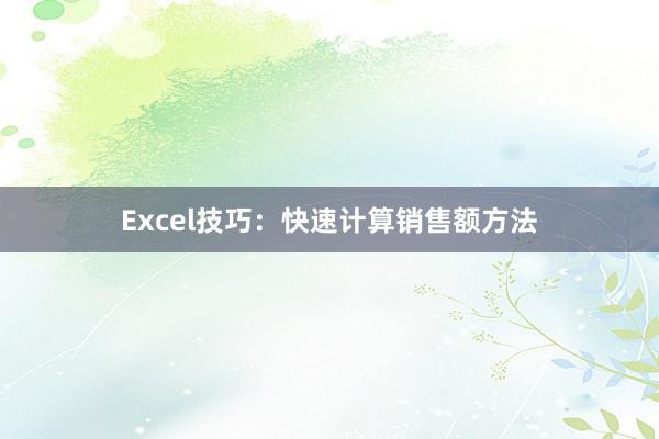 Excel技巧：快速计算销售额方法